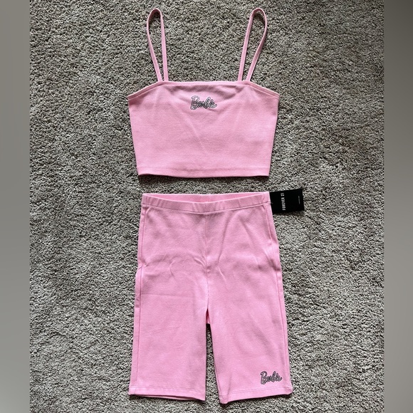 FOREVER 21 Barbie Core Small Crop Top & XS Biker Shorts Set - Picture 5 of 16